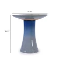 17'' Elegant Ceramic Bird Bath - Blue Ombre Floral Pedestal for Garden 5