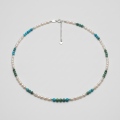 Natural Turquoise & Pearl Necklace 3.6-3.8mm, 18in 1