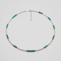 Natural Turquoise & Pearl Necklace 3.6-3.8mm, 18in 1