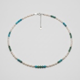 Natural Turquoise & Pearl Necklace 3.6-3.8mm, 18in thumbnail 1