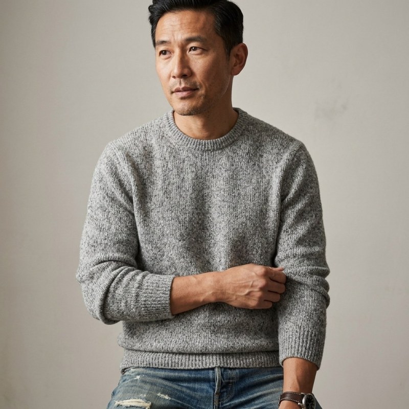 Men's 100% Pure Cashmere Classic Crewneck Sweater - Main Image