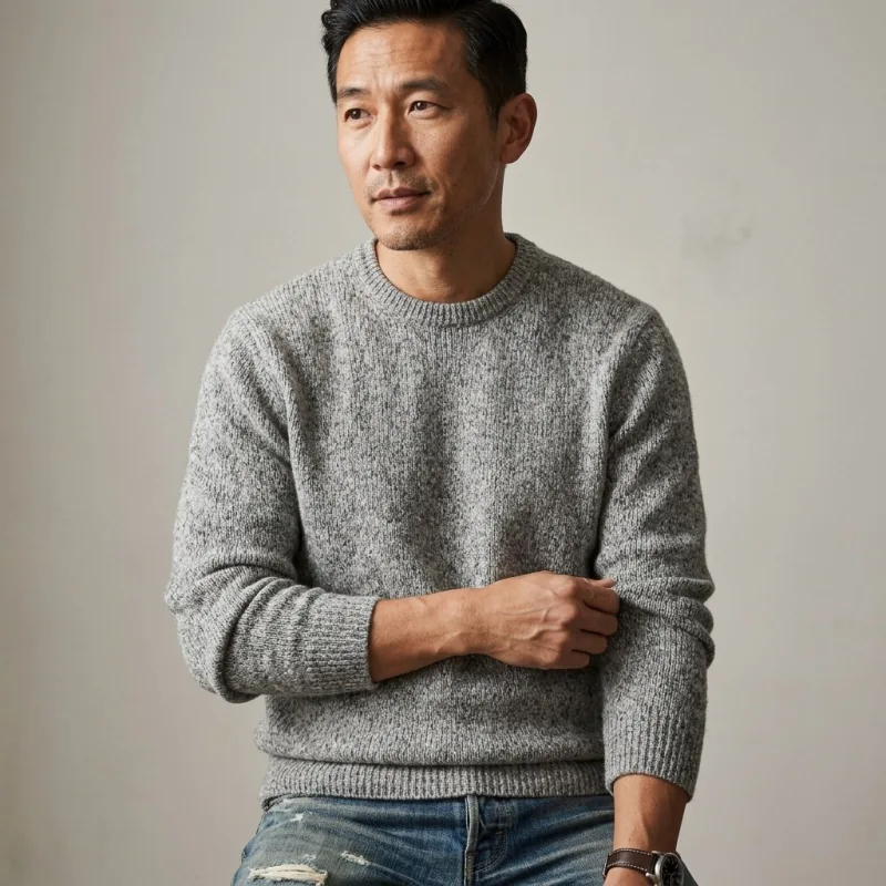 Men's 100% Pure Cashmere Classic Crewneck Sweater - Main Image