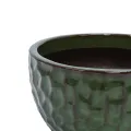 Handmade Glazed Ceramic Planter Set of 3, Hammered Green Garden Pots 3