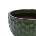 Handmade Glazed Ceramic Planter Set of 3, Hammered Green Garden Pots 3