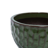 Handmade Glazed Ceramic Planter Set of 3, Hammered Green Garden Pots thumbnail 3