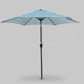 9ft Blue Striped Outdoor Umbrella with Crank Handle and Push-Button Tilt 3