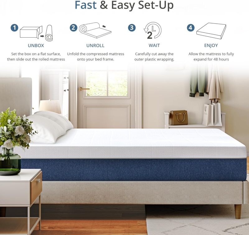 EGOHOME Gel Memory Foam Mattress 14-inch Cooling Cover & Pressure Relief - Image 8