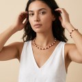 Natural Pearl & Red Agate 14K Gold Plated Necklace and Bracelet Jewelry Set 2