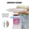 17'' Ceramic Bird Bath, Elegant Rose Ombre Pedestal with Swirl Pattern 4