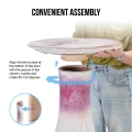17'' Ceramic Bird Bath, Elegant Rose Ombre Pedestal with Swirl Pattern 4
