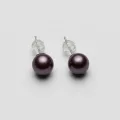 Enchanting Purple Pearl Stud Earrings 8.3mm S925 Sterling Silver Minimalist Elegant 4