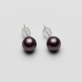 Enchanting Purple Pearl Stud Earrings 8.3mm S925 Sterling Silver Minimalist Elegant 4
