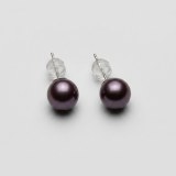 Enchanting Purple Pearl Stud Earrings 8.3mm S925 Sterling Silver Minimalist Elegant thumbnail 4