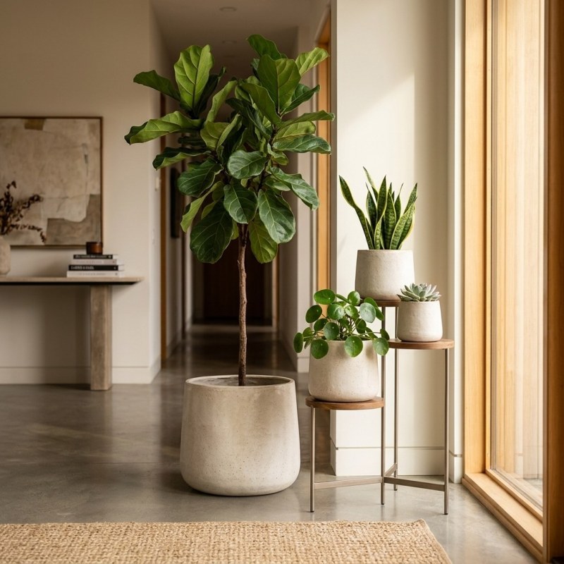 4-Piece Handmade Ceramic Planter Set - Minimalist Matte Texture, Indoor & Outdoor Use - Image 2