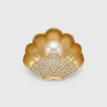 Elegant Seashell Freshwater Pearl Brooch with Sparkling Zirconia 11mm 1