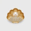 Elegant Seashell Freshwater Pearl Brooch with Sparkling Zirconia 11mm 1