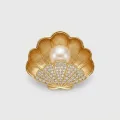 Elegant Seashell Freshwater Pearl Brooch with Sparkling Zirconia 11mm 1
