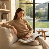 Women's 100% Pure Cashmere Mock Neck Sweater - Camel, Classic Fit thumbnail 6