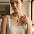 Black Pearl Halo Necklace, 11mm, 18 in, 18K Gold Plated 2