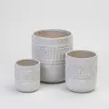 Set of 3 Handmade White Textured Ceramic Planters (5.51"-9.65"), Indoor/Outdoor Pots for Succulents and Herbs 1