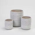 Set of 3 Handmade White Textured Ceramic Planters (5.51"-9.65"), Indoor/Outdoor Pots for Succulents and Herbs 1