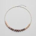 Purple Pearl and Seed Pearl Gradient Necklace, 9.83mm-4.10mm, 18in + 2.5in 1