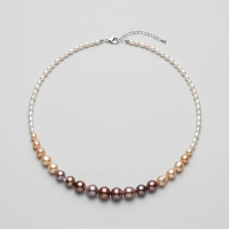 Purple Pearl and Seed Pearl Gradient Necklace, 9.83mm-4.10mm, 18in + 2.5in - Main Image