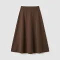 Premium Women's Cashmere A-Line Maxi Skirt - Elegant Coffee Brown, Size L 1