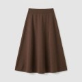Premium Women's Cashmere A-Line Maxi Skirt - Elegant Coffee Brown, Size L 1