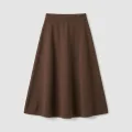 Premium Women's Cashmere A-Line Maxi Skirt - Elegant Coffee Brown, Size L 1