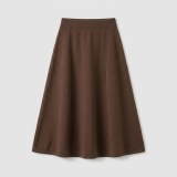Premium Women's Cashmere A-Line Maxi Skirt - Elegant Coffee Brown, Size L thumbnail 1