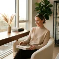 Women's 100% Cashmere Mock Neck Sweater - Light Coffee, Classic Fit 5