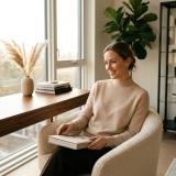Women's 100% Cashmere Mock Neck Sweater - Light Coffee, Classic Fit thumbnail 5
