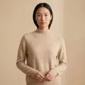 Women's 100% Cashmere Mock Neck Sweater - Light Heather Gray Classic Fit 1