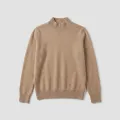 Women's 100% Cashmere Mock Neck Sweater - Light Coffee, Classic Fit 6