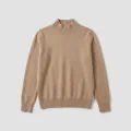Women's 100% Cashmere Mock Neck Sweater - Light Coffee, Classic Fit 6