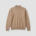 Women's 100% Cashmere Mock Neck Sweater - Light Coffee, Classic Fit 6