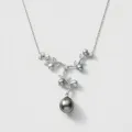 Seawater Black Pearl Mother-and-Child Pendant Necklace - 11.42mm Aurora Pearl 1