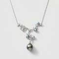 Seawater Black Pearl Mother-and-Child Pendant Necklace - 11.42mm Aurora Pearl 1