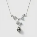 Seawater Black Pearl Mother-and-Child Pendant Necklace - 11.42mm Aurora Pearl 1