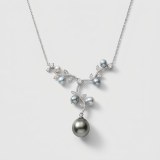 Seawater Black Pearl Mother-and-Child Pendant Necklace - 11.42mm Aurora Pearl thumbnail 1