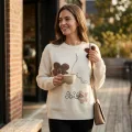 100% Pure Cashmere Long-pile Brushed Women's Crew Neck Sweater 2