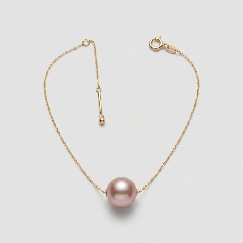 10.38mm Pearl Necklace, 14K Gold Plated - Image 1