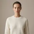 Women's Luxury Brushed Cashmere Crewneck Sweater - Elegant White (L) 1