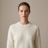 Women's Luxury Brushed Cashmere Crewneck Sweater - Elegant White (L) thumbnail 1