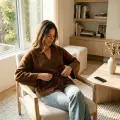Women's Premium 100% Pure Cashmere Wide Collar Tie-Front Cardigan - Elegant Coffee Brown Luxury Wrap Top 2