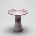 17'' Ceramic Bird Bath, Elegant Rose Ombre Pedestal with Swirl Pattern 1