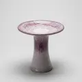 17'' Ceramic Bird Bath, Elegant Rose Ombre Pedestal with Swirl Pattern 1