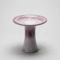 17'' Ceramic Bird Bath, Elegant Rose Ombre Pedestal with Swirl Pattern 1
