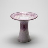 17'' Ceramic Bird Bath, Elegant Rose Ombre Pedestal with Swirl Pattern thumbnail 1